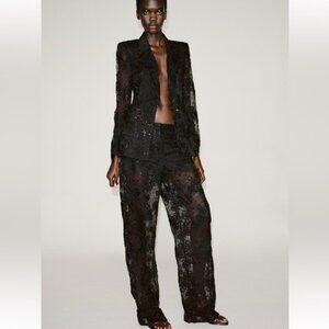 Zara Black Lace Pantsuit